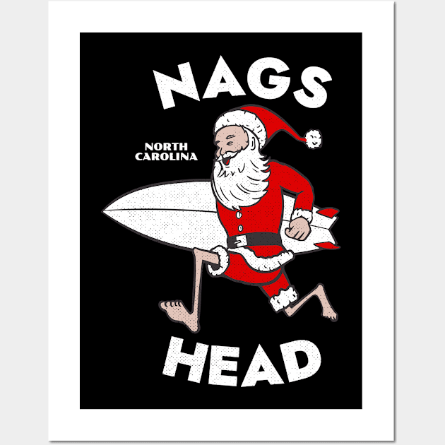 Nags Head, NC Christmas Vacationing Skiing Santa Wall Art by Contentarama